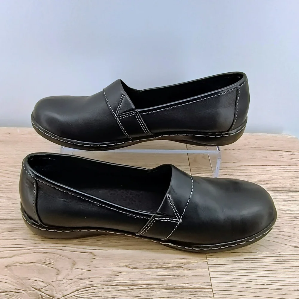 Boc Howell Womens 8.5 Black Leather Slip On Comfort Casual Walking Loafer Shoes